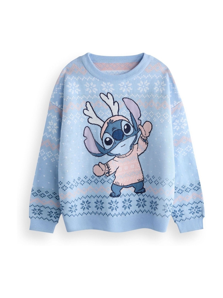 Vanilla Underground Blue Girls Disney Stitch Christmas Jumpers - Image 1 of 6