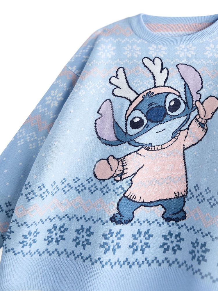 Vanilla Underground Blue Girls Disney Stitch Christmas Jumpers - Image 4 of 6