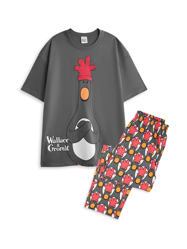 Vanilla Underground Pink Mens Wallace And Gromit 100% Cotton Pyjamas - Image 1 of 6