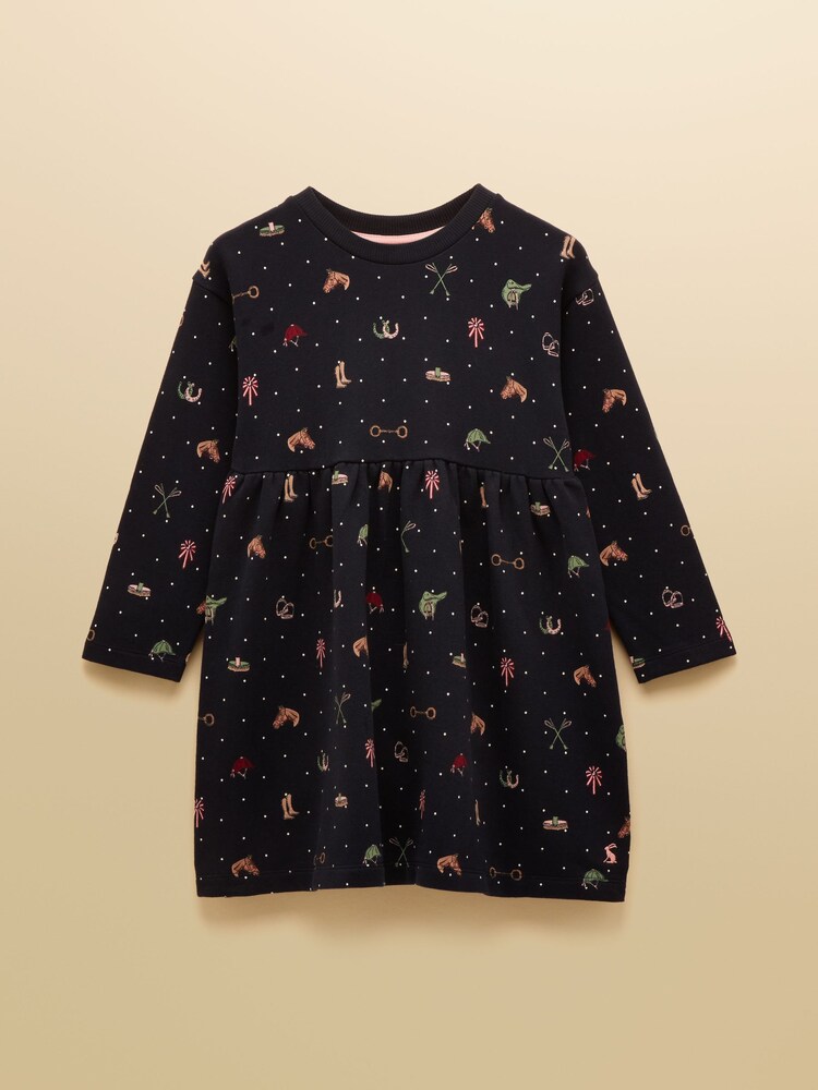 Joules Girls' Emma Navy Long Sleeve Sweat Dress - Image 1 of 4