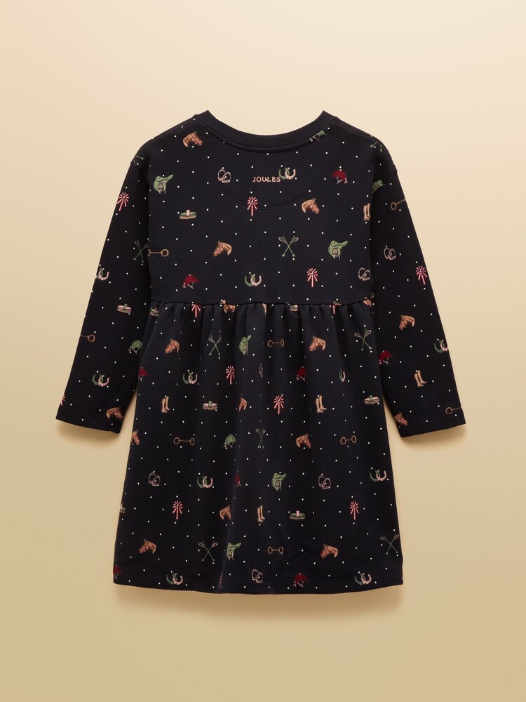 Joules Girls' Emma Navy Long Sleeve Sweat Dress - Image 2 of 4