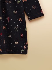 Joules Girls' Emma Navy Long Sleeve Sweat Dress - Image 3 of 4