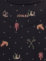 Joules Girls' Emma Navy Long Sleeve Sweat Dress - Image 4 of 4