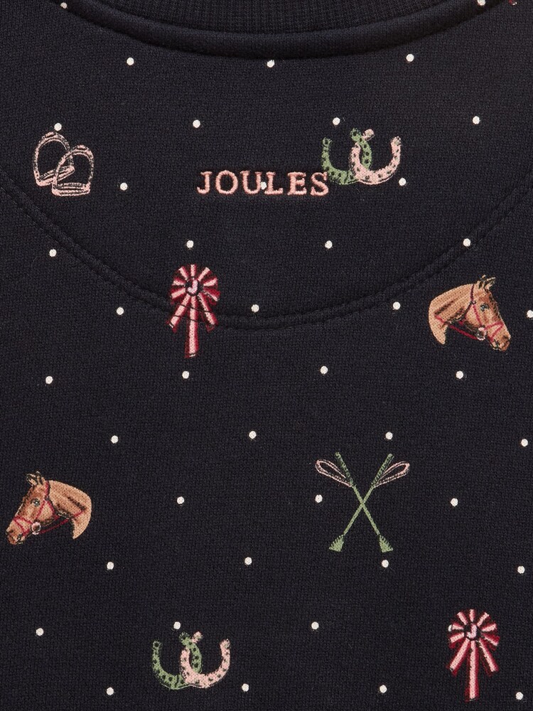 Joules Girls' Emma Navy Long Sleeve Sweat Dress - Image 4 of 4