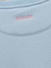 Joules Girls' Mackenzie Blue Embroidered Artwork Sweatshirt With Faux Faur Lining - Image 5 of 5