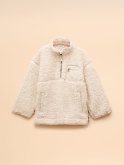 Joules Girls' Tilly Cream Quarter Zip Fleece - Image 1 of 4
