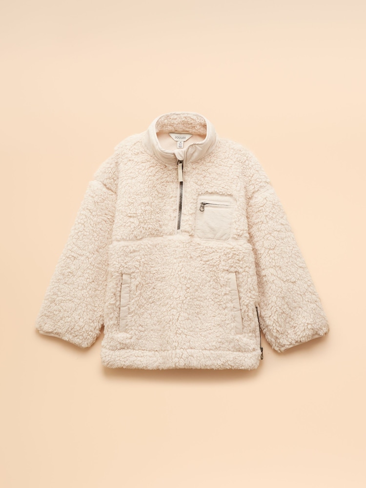 Joules Girls' Tilly Cream Quarter Zip Fleece - Image 1 of 4