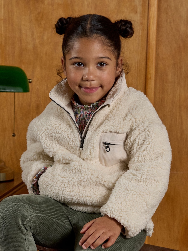 Joules Girls' Tilly Cream Quarter Zip Fleece - Image 1 of 4 Joules Girls' Tilly Cream Quarter Zip Fleece - Image 1 of 4