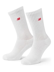White - New Balance NB Patch Logo Crew  Socks 3 Pack - Image 2 of 3