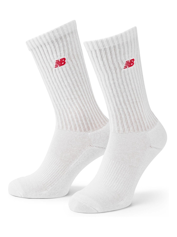 White - New Balance NB Patch Logo Crew  Socks 3 Pack - Image 2 of 3