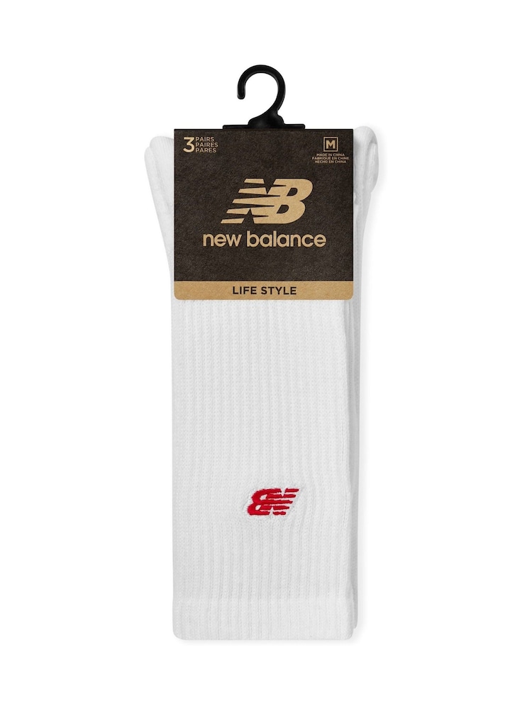 White - New Balance NB Patch Logo Crew  Socks 3 Pack - Image 3 of 3