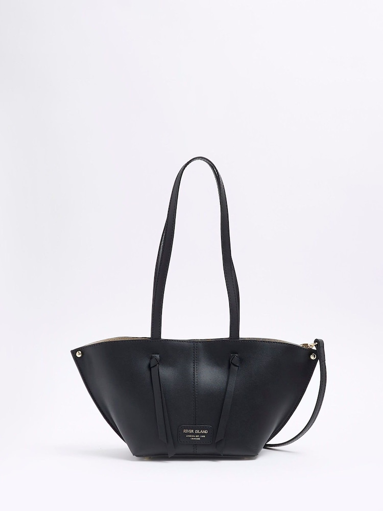 River Island Black Leather Folded Fan Tote Bag - Image 2 of 6