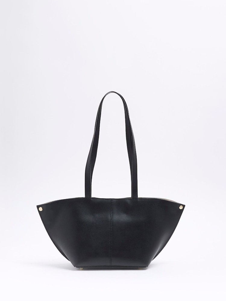 River Island Black Leather Folded Fan Tote Bag - Image 3 of 6