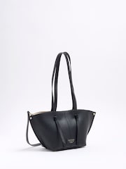 River Island Black Leather Folded Fan Tote Bag - Image 4 of 6