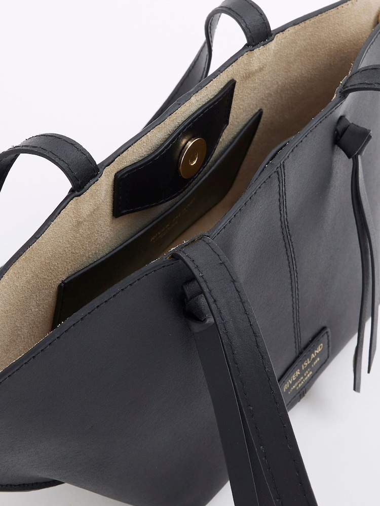 River Island Black Leather Folded Fan Tote Bag - Image 6 of 6