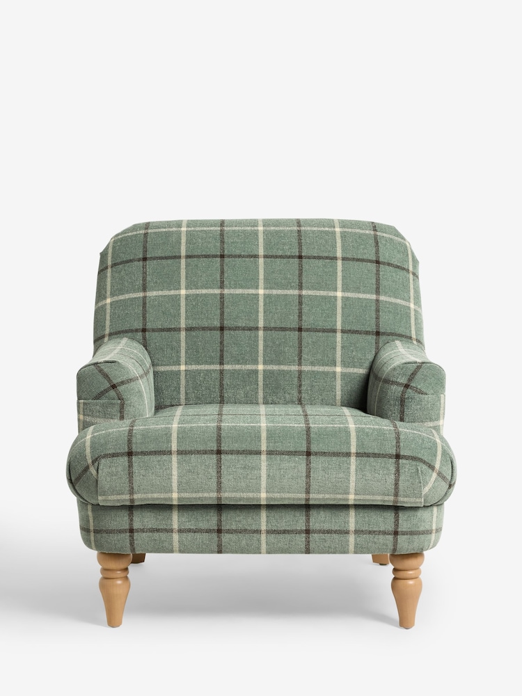 Laura Ashley Fern Green Lindfield Check Clipsham Accent Chair - Image 1 of 5