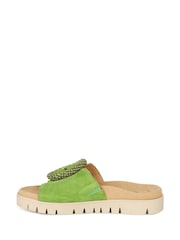 Gabor Everly Granny Green Suede Mule Style Sandals - Image 2 of 5