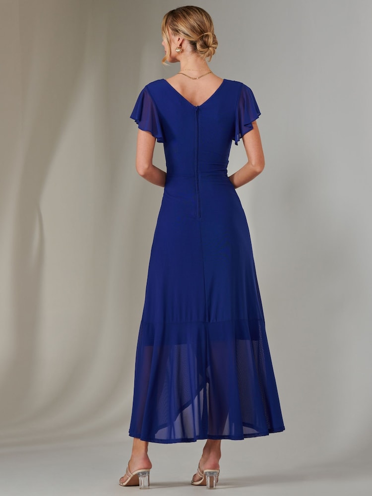 Blau - Jolie Moi – Uni Maxikleid aus Netzstoff in Wickeloptik - Bild 2 von 6 Blau - Jolie Moi – Uni Maxikleid aus Netzstoff in Wickeloptik - Bild 2 von 6