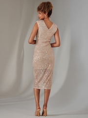 Jolie Moi Light Pink Plain Wrap Mesh Maxi Dress - Image 2 of 6