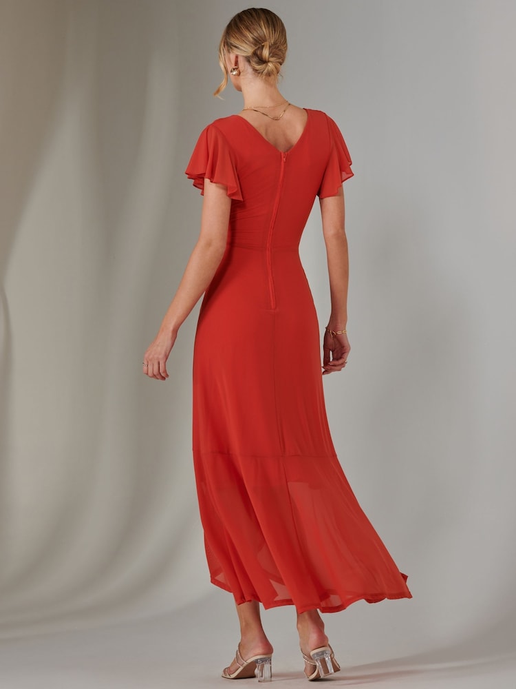 Dunkelorange - Jolie Moi – Uni Maxikleid aus Netzstoff in Wickeloptik - Bild 2 von 6 Dunkelorange - Jolie Moi – Uni Maxikleid aus Netzstoff in Wickeloptik - Bild 2 von 6