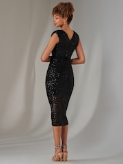 Jolie Moi Black Plain Wrap Mesh Maxi Dress - Image 2 of 6