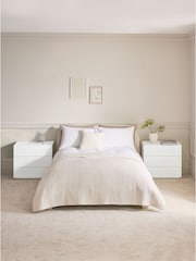 White Sloane Glass Collection Luxe 3 Drawer Wide Bedside Table - Image 1 of 8