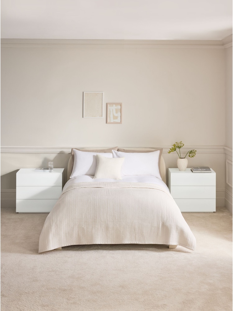 White Sloane Glass Collection Luxe 3 Drawer Wide Bedside Table - Image 1 of 8