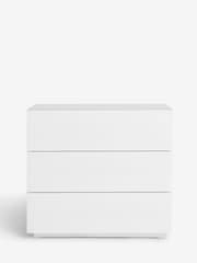 White Sloane Glass Collection Luxe 3 Drawer Wide Bedside Table - Image 5 of 8
