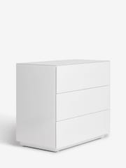 White Sloane Glass Collection Luxe 3 Drawer Wide Bedside Table - Image 6 of 8