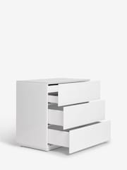 White Sloane Glass Collection Luxe 3 Drawer Wide Bedside Table - Image 7 of 8