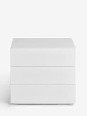 White Sloane Glass Collection Luxe 3 Drawer Wide Bedside Table - Image 8 of 8