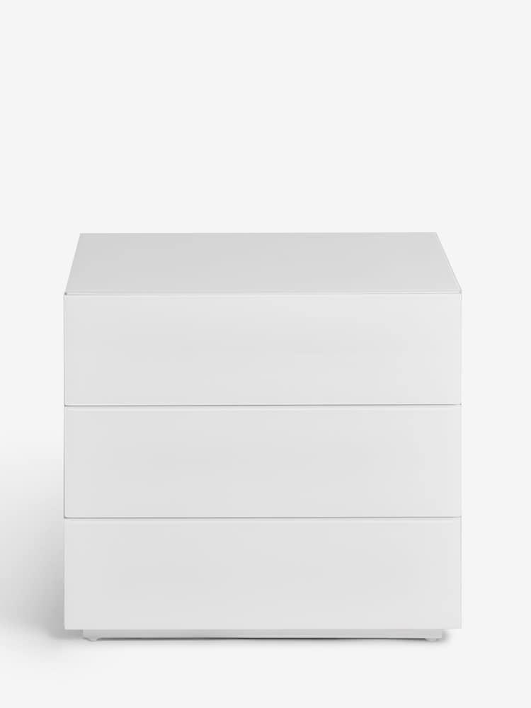 White Sloane Glass Collection Luxe 3 Drawer Wide Bedside Table - Image 8 of 8