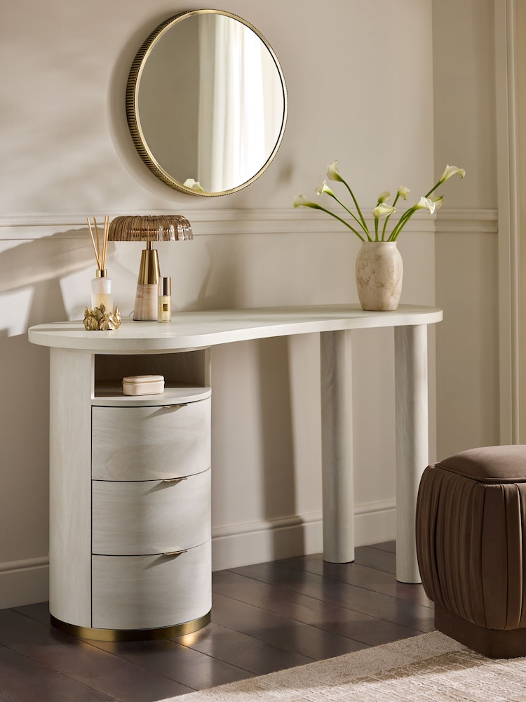 Light Natural Mia Oak Effect Console Dressing Table - Image 2 of 8