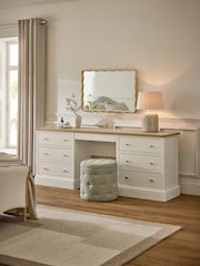Chalk White Hampton Painted Oak Collection Luxe 7 Drawer Console Dressing Table - Image 1 of 8