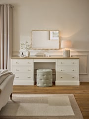 Chalk White Hampton Painted Oak Collection Luxe 7 Drawer Console Dressing Table - Image 2 of 8