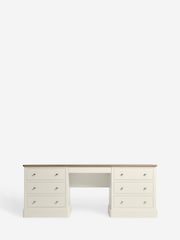 Chalk White Hampton Painted Oak Collection Luxe 7 Drawer Console Dressing Table - Image 4 of 8