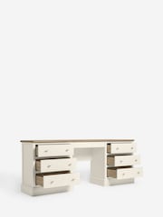 Chalk White Hampton Painted Oak Collection Luxe 7 Drawer Console Dressing Table - Image 6 of 8