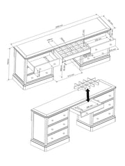 Chalk White Hampton Painted Oak 7 Drawer Console Dressing Table - Image 9 of 9