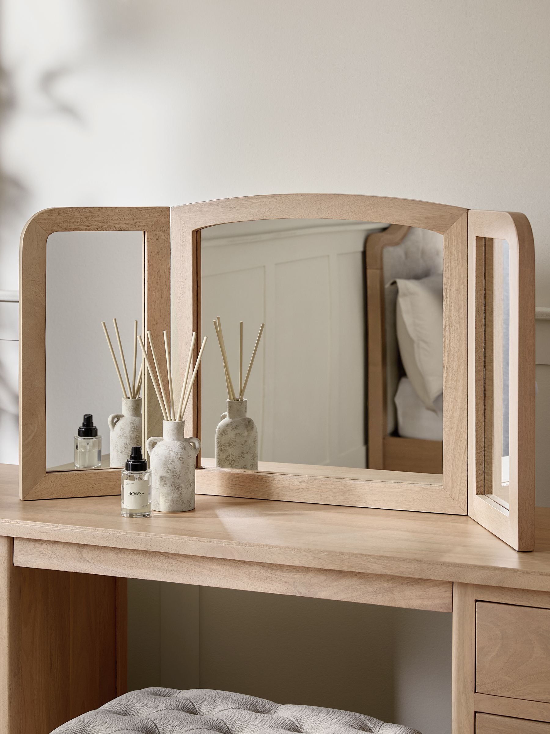 【IDEE】SLEIGH MIRROR Natural Buy Light Natural Sadie Solid Mango Wood Mirror from the Next UK