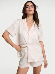 Victoria's Secret White Lockup Dot Satin Short Pyjama Set - Image 1 of 2