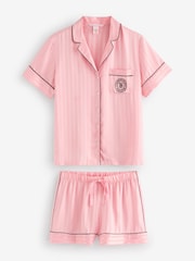 Victoria's Secret Pretty Blossom Pink Stripe Satin Short Pyjama Set - Image 1 of 5