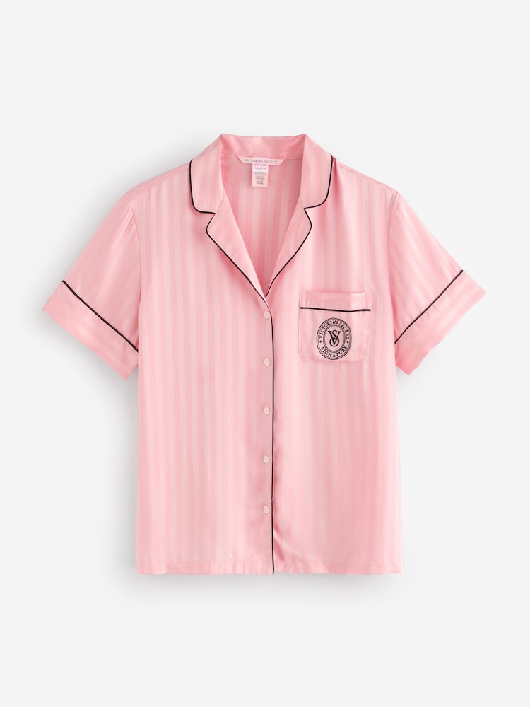 Victoria's Secret Pretty Blossom Pink Stripe Satin Short Pyjama Set - Image 2 of 5