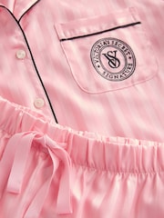 Victoria's Secret Pretty Blossom Pink Stripe Satin Short Pyjama Set - Image 4 of 5