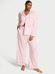 Victoria's Secret Angel Pink With Black Piping Modal Long Pyjama Set - Image 1 of 2