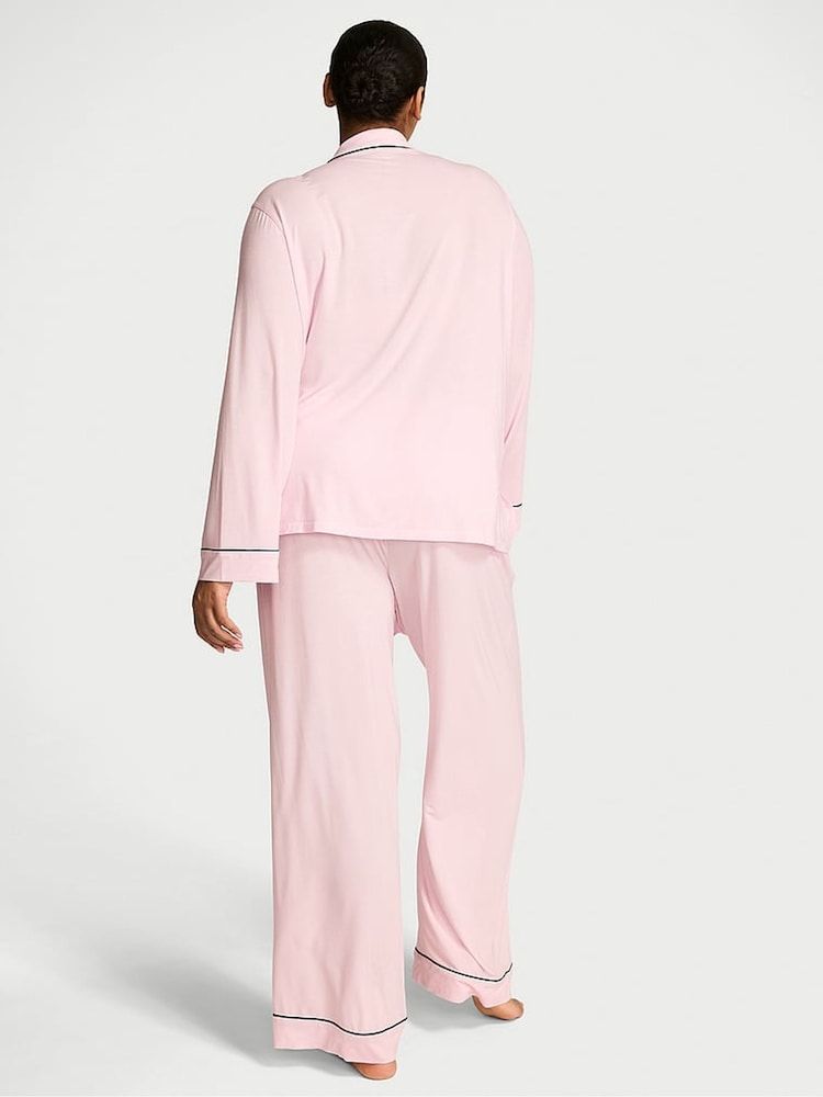 Victoria's Secret Angel Pink With Black Piping Modal Long Pyjama Set - Image 2 of 2