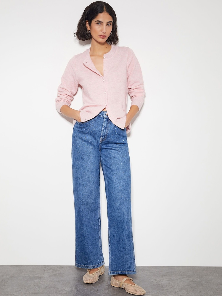 Monsoon Blue Rita Diamante High Rise Flare Jeans - Image 1 of 4