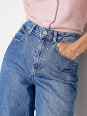 Monsoon Blue Rita Diamante High Rise Flare Jeans - Image 4 of 4
