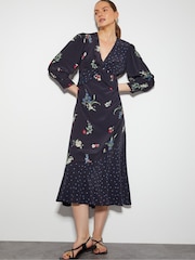 Monsoon Black Tina Twist Front Midi Dress - Image 1 of 4