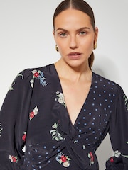 Monsoon Black Tina Twist Front Midi Dress - Image 2 of 4