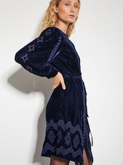 Monsoon Blue Ivy Embroidered Velvet Mini Dress - Image 2 of 3